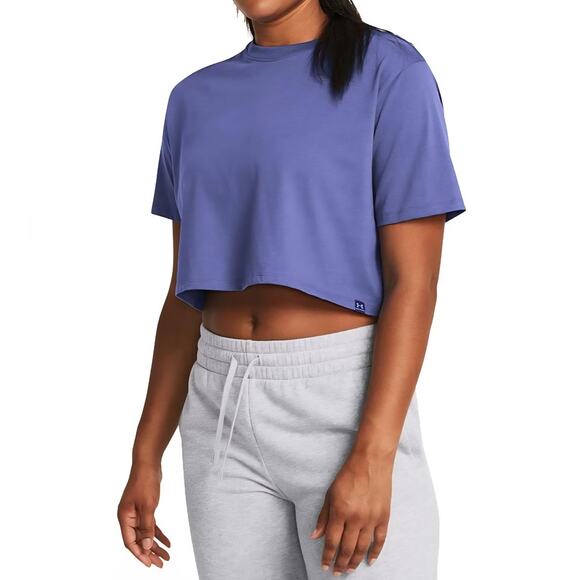 PURPLE Under Armour Boxy Cut Short Sleeve Crop Tee Women's Size XL - Picture 1 of 7